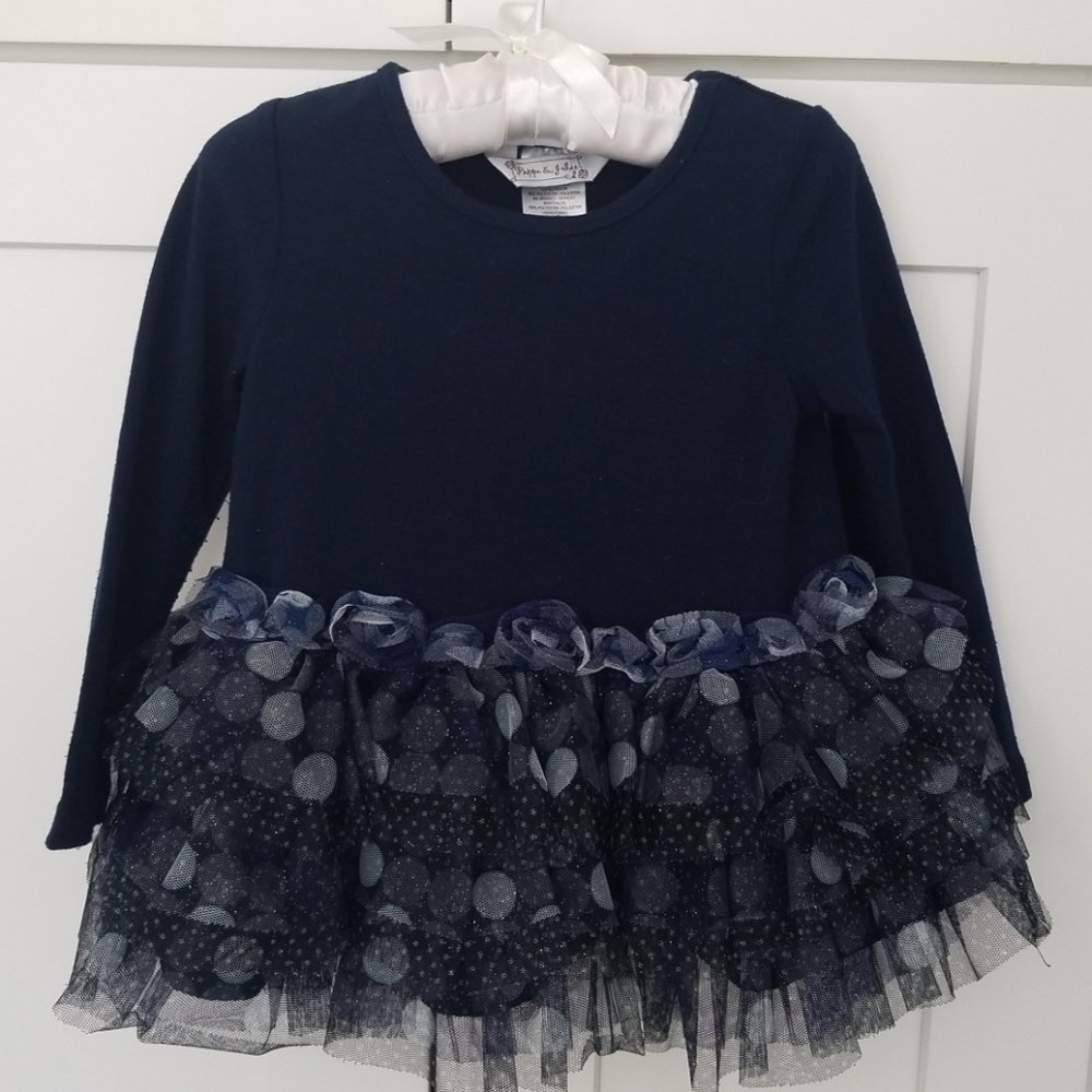 2pcs dress navy blue set